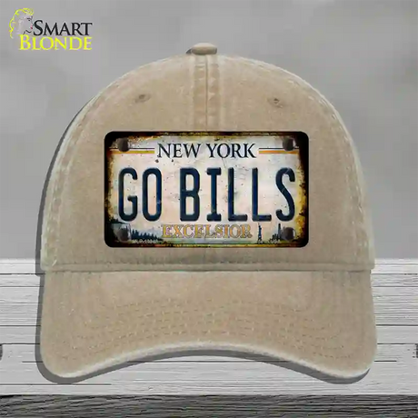 Go Bills New York White Novelty License Plate Hat Tag Unconstructed Cotton / Khaki