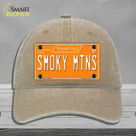 Smoky Mtns Tennessee Orange Novelty License Plate Hat Tag Unconstructed Cotton / Khaki