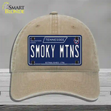 Smoky Mtns Tennessee Blue Novelty License Plate Hat Tag Unconstructed Cotton / Khaki