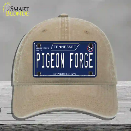 Pigeon Forge Tennessee Blue Novelty License Plate Hat Tag Unconstructed Cotton / Khaki