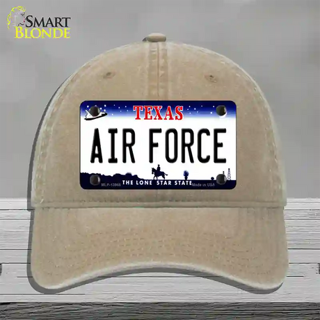 Texas Air Force Novelty License Plate Hat Tag Unconstructed Cotton / Khaki