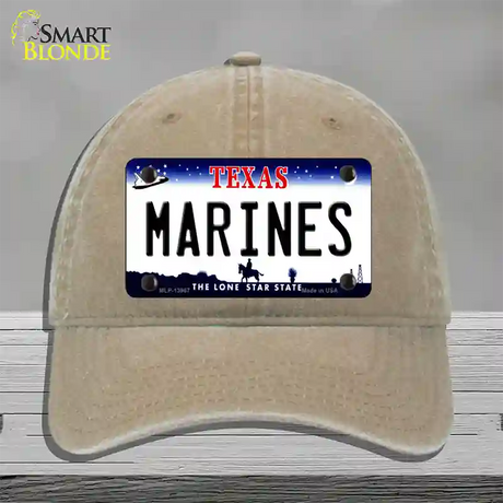 Texas Marines Novelty License Plate Hat Tag Unconstructed Cotton / Khaki