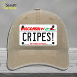 Cripes Wisconsin Novelty License Plate Hat Tag Unconstructed Cotton / Khaki