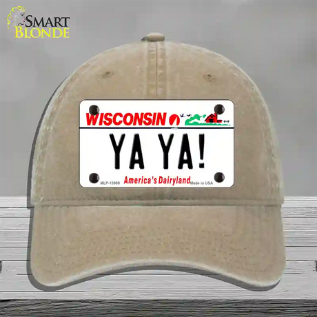 Ya Ya Wisconsin Novelty License Plate Hat Tag Unconstructed Cotton / Khaki