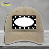 White Black Polka Dot Center Oval Novelty License Plate Hat Unconstructed Cotton / Khaki