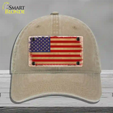 Grunge American Flag Novelty License Plate Hat Tag Unconstructed Cotton / Khaki