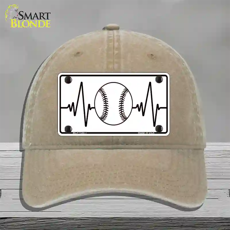 Baseball Heart Beat Novelty License Plate Hat Tag Unconstructed Cotton / Khaki