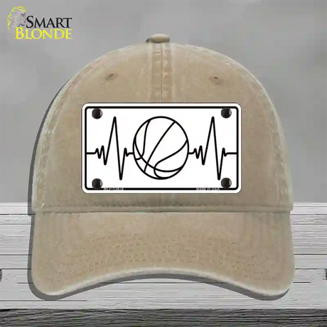 Basketball Heart Beat Novelty License Plate Hat Tag Unconstructed Cotton / Khaki