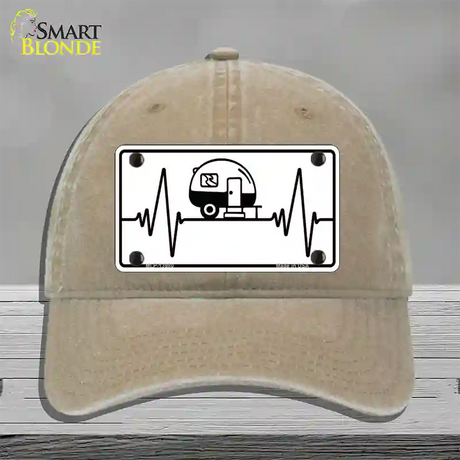 Camping Heart Beat Novelty License Plate Hat Tag Unconstructed Cotton / Khaki