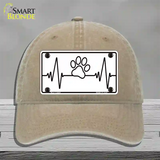 Paw Print Heart Beat Novelty License Plate Hat Tag Unconstructed Cotton / Khaki