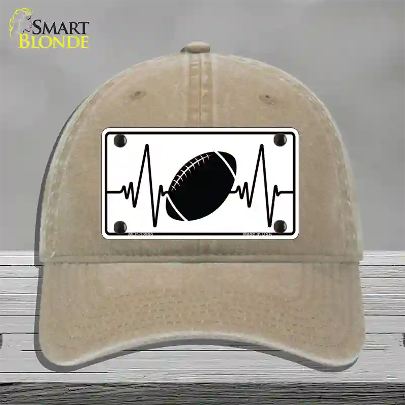 Football Heart Beat Novelty License Plate Hat Tag Unconstructed Cotton / Khaki