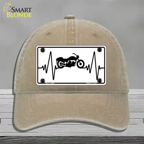 Motorcycle Heart Beat Novelty License Plate Hat Tag Unconstructed Cotton / Khaki