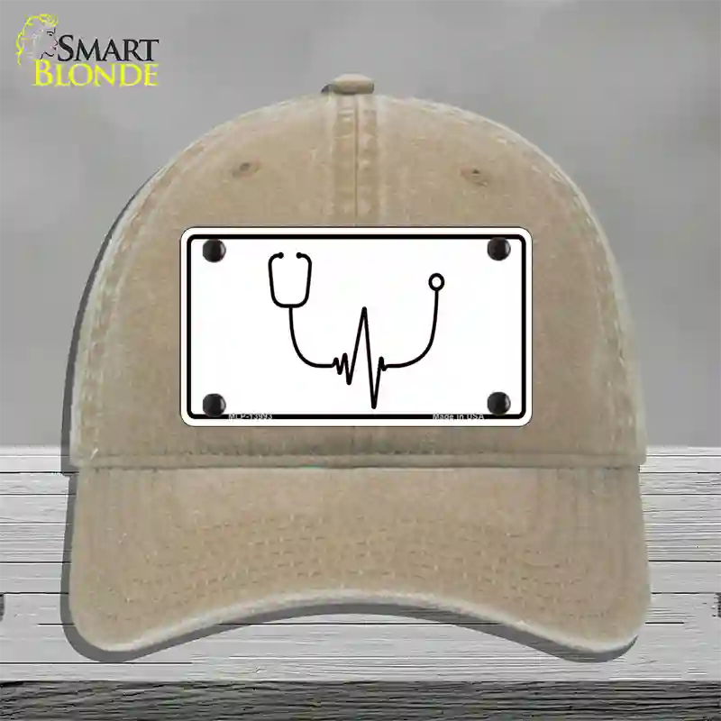 Stethoscope Heart Beat Novelty License Plate Hat Tag Unconstructed Cotton / Khaki