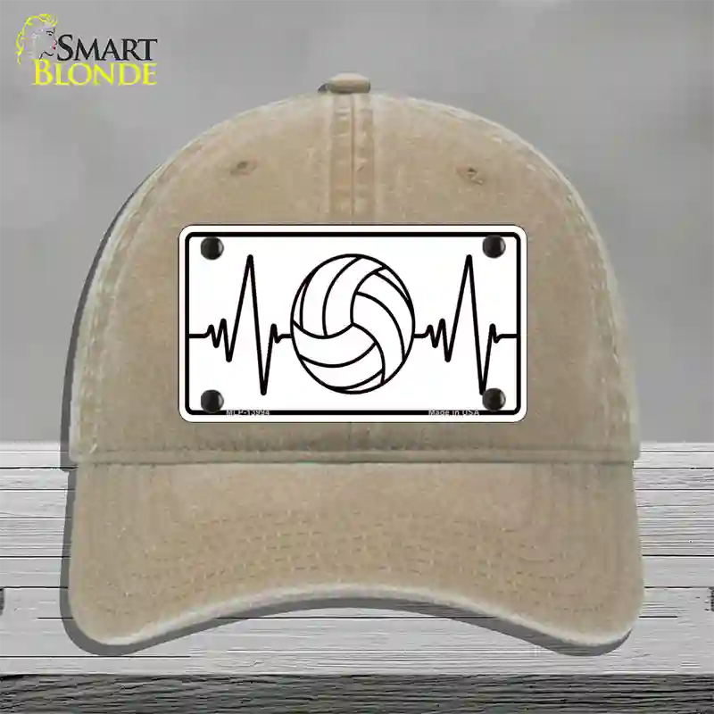 Volleyball Heart Beat Novelty License Plate Hat Tag Unconstructed Cotton / Khaki