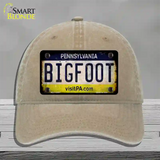 Bigfoot Pennsylvania Novelty License Plate Hat Tag Unconstructed Cotton / Khaki