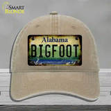 Bigfoot Alabama Novelty License Plate Hat Tag Unconstructed Cotton / Khaki