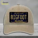 Bigfoot Delaware Novelty License Plate Hat Tag Unconstructed Cotton / Khaki