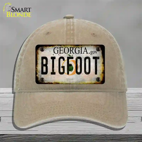 Bigfoot Georgia Novelty License Plate Hat Tag Unconstructed Cotton / Khaki