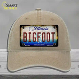 Bigfoot Illinois Novelty License Plate Hat Tag Unconstructed Cotton / Khaki