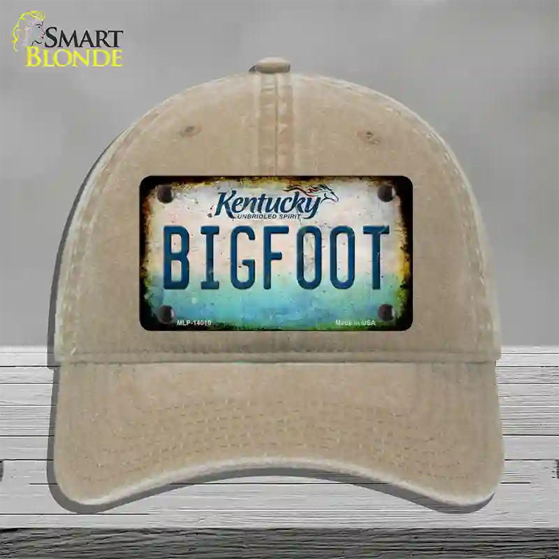 Bigfoot Kentucky Novelty License Plate Hat Tag Unconstructed Cotton / Khaki