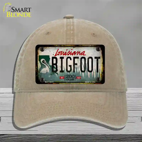 Bigfoot Louisiana Novelty License Plate Hat Tag Unconstructed Cotton / Khaki