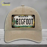 Bigfoot Maine Novelty License Plate Hat Tag Unconstructed Cotton / Khaki