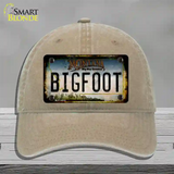 Bigfoot Montana Novelty License Plate Hat Tag Unconstructed Cotton / Khaki