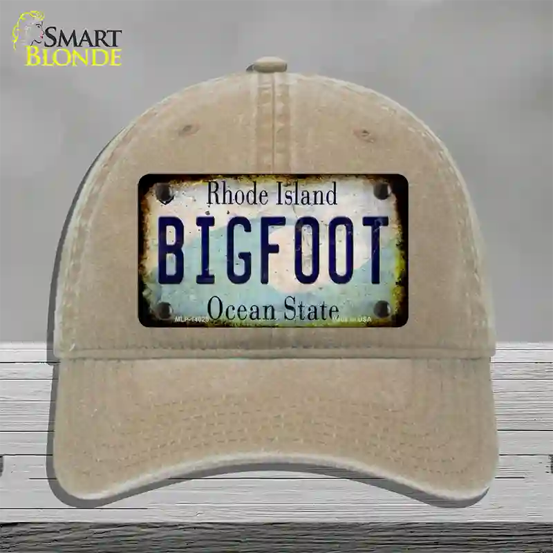 Bigfoot Rhode Island Novelty License Plate Hat Tag Unconstructed Cotton / Khaki