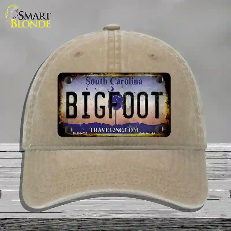 Bigfoot South Carolina Novelty License Plate Hat Tag Unconstructed Cotton / Khaki