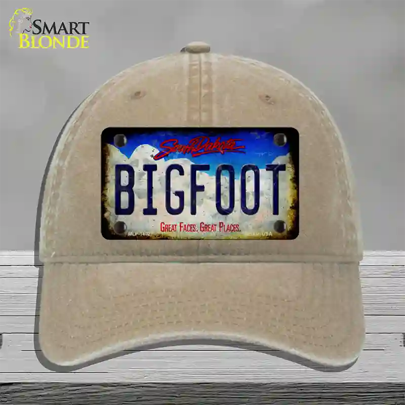 Bigfoot South Dakota Novelty License Plate Hat Tag Unconstructed Cotton / Khaki