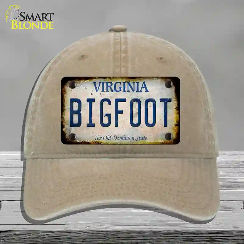 Bigfoot Virginia Novelty License Plate Hat Tag Unconstructed Cotton / Khaki