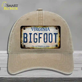 Bigfoot Virginia Novelty License Plate Hat Tag Unconstructed Cotton / Khaki