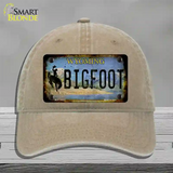 Bigfoot Wyoming Novelty License Plate Hat Tag Unconstructed Cotton / Khaki