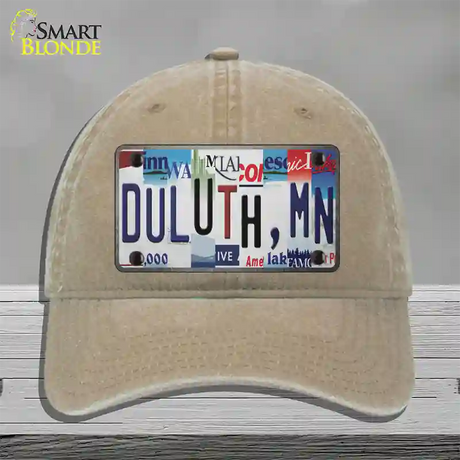 Duluth MN Strip Art Novelty License Plate Hat Tag Unconstructed Cotton / Khaki