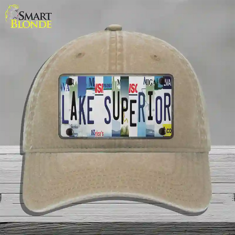 Lake Superior Strip Art Novelty License Plate Hat Tag Unconstructed Cotton / Khaki