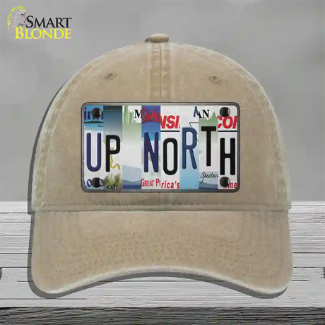 Up North Strip Art Novelty License Plate Hat Tag Unconstructed Cotton / Khaki