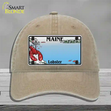 Maine Lobster Blank Novelty License Plate Hat Unconstructed Cotton / Khaki