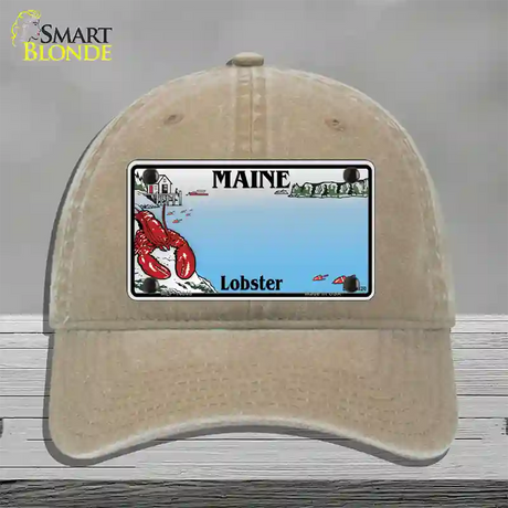 Maine Lobster Blank Novelty License Plate Hat Unconstructed Cotton / Khaki