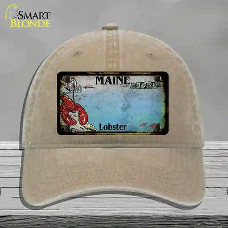 Maine Lobster Blank Rusty Novelty License Plate Hat Unconstructed Cotton / Khaki