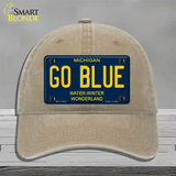 Go Blue Michigan Blue Novelty License Plate Hat Unconstructed Cotton / Khaki