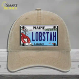 Lobstah Maine Lobster Novelty License Plate Hat Unconstructed Cotton / Khaki