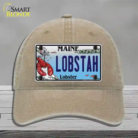 Lobstah Maine Lobster Novelty License Plate Hat Unconstructed Cotton / Khaki