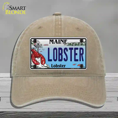 Lobster Maine Lobster Novelty License Plate Hat Unconstructed Cotton / Khaki