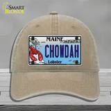 Chowdah Maine Lobster Novelty License Plate Hat Unconstructed Cotton / Khaki