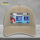 Best Mom Maine Lobster Novelty License Plate Hat Unconstructed Cotton / Khaki