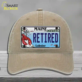 Retired Maine Lobster Novelty License Plate Hat Unconstructed Cotton / Khaki