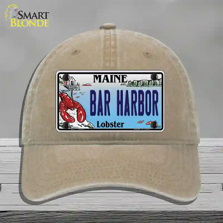 Bar Harbor Maine Lobster Novelty License Plate Hat Unconstructed Cotton / Khaki