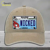 Wicked Maine Lobster Novelty License Plate Hat Unconstructed Cotton / Khaki