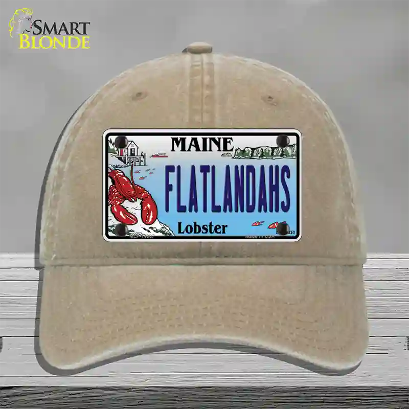 Flatlands Maine Lobster Novelty License Plate Hat Unconstructed Cotton / Khaki