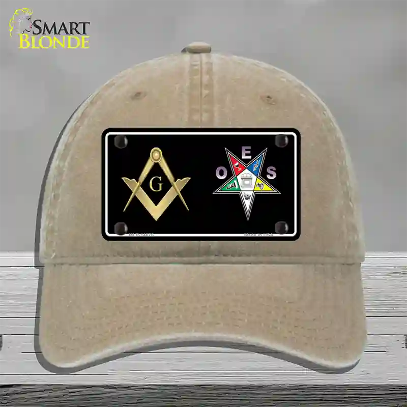 Free Mason OES Novelty License Plate Hat Unconstructed Cotton / Khaki